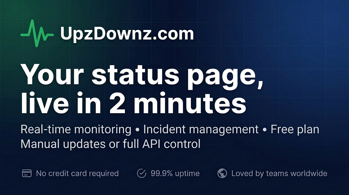 Up Status UpzDownz — Status Pages & Metric Dashboards